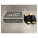Dansko Ravyn Nappa Black Leather Peep Toe Clogs Size 41 with Box