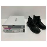 Jambu Angie Wide Black Leather Ankle Boots Women