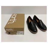 Earth Javas Black Leather Penny Loafers Women Size 10M with Box