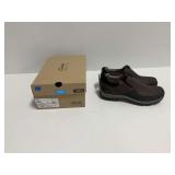 Clarks Walpath Step Dark Brown Leather Slip-On Shoes Size 10M