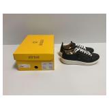 Strive Talia Black Leather Zipper Sneakers Size US 7.5 UK 5.5 EU 38.5 with Box