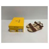 Strive Bay Tan Leather Sandals Size US 8.5 with Original Box