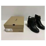 Clarks Leda Strap Black Leather Ankle Boots Size 9.5M with Original Box
