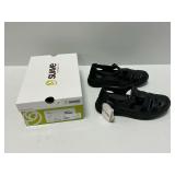Suave Demi Black Leather Comfort Sandals Size 39W (US 8.5-9 Wide) with Original Box