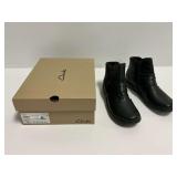 Clarks Un Loop Top Black Leather Ankle Boots Size 11M with Original Box
