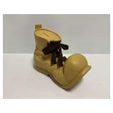 Novelty Clown Shoe Piggy Bank with Brown Fabric Laces