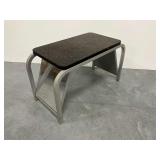 Metal Frame Shoe Bench with Upholstered Seat and Integrated Mirror