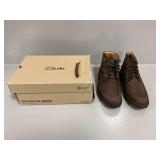 Clarks Un Shire Hi WP Dark Brown Leather Boots Size 10.5M with Box