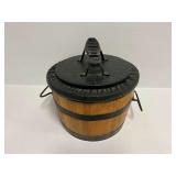 Newco NG-307 Oak Wooden Shoe Shine Tub and Foot Stool