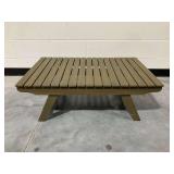 Wooden Slat Coffee Table with Angled Base