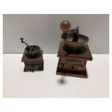 (2) Wooden Coffee Grinders