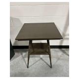 Wooden Side Table with Lower Shelf and Turned Spindle Legs