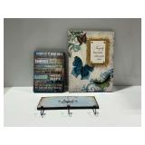 (2) Inspirational Wall Decor and Wall Mount Hook Rack... see photos