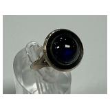 Sterling Silver Blue Cabochon Ring, Size 6.75