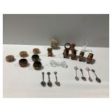 Souvenir Spoons, Wooden Napkin Rings, and Glassware