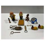 Vintage Decorative and Utilitarian Lot with Book Bank and Figural Statues