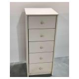 5-Drawer White Wooden Narrow Chest of Drawers