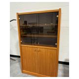 Wooden Display Cabinet with Glass Doors and Lower Storage