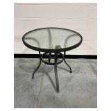 Round Metal Frame Patio Table with Tempered Glass Top