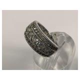 Sterling Silver Multi-Row CZ Stone Pave Band Ring, Size 5