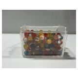 Glass Marbles in Clear Acrylic Container