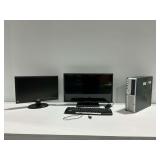 HP Desktop Computer with (2) Monitors and Keyboard