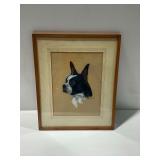 Framed Original Pastel Art of Boston Terrier by M. Prussing 1940