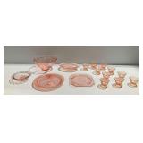15-Piece Pink Depression Glass Tableware Group