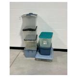 (7) Plastic Storage Bins with Lids