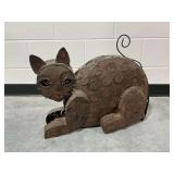 Metal Cat Sculpture with Swirl Cutouts