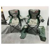 (2) Coleman XXL Mesh Quad Folding Camp Chairs with Carrying Bags... Have Campfire Smell