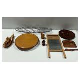 Wooden Kitchenware and Home Decor with Oval Wire Basket