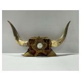 Unique Steer Horn Desk Clock with Inkwells