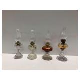 (4) Glass Oil Lamps