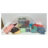 Vintage Clothing and Fabric with Plastic Storage Bin
