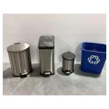 (3) Trash Cans and Recycling Bin