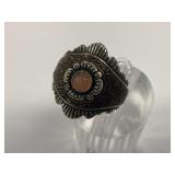 Sterling Silver and Copper Ring with Peach Cabochon Stone...Size 8