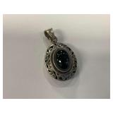 Sterling Silver Pendant with Black Stone