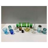 Vintage Colored Glassware and Utility Bottles