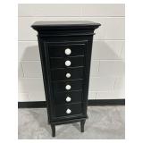 Black Wooden Jewelry Armoire with (6) Drawers and Dual Side Doors
