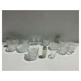 Various Clear Pressed Glass ... Cups, Shakers, Stemware, and Coasters