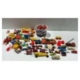 Diecast Toy Vehicles, Action Figures, and Wooden Blocks