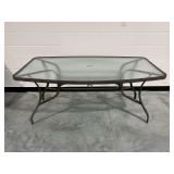 Metal Patio Table with Tempered Glass Top