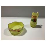2-Piece Custard Uranium Glass Souvenir Group