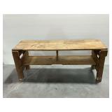Unfinished Wooden Bench with Lower Shelf