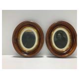 (2) Antique Framed Portraits with Wooden Frames