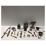 Vintage Kitchen Utensil Lot with Hand Crank Beaters and Food Presses