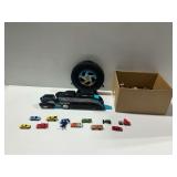Mattel Hot Wheels Super Rally Case with Hauler Truck and Vehicle Lot
