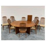 Skovmand and Andersen Danish Wooden Dining Set with (8) Chairs and Leaf