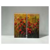 Pair of Poppy Field Scenes on Canvas